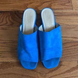 Bright blue mules